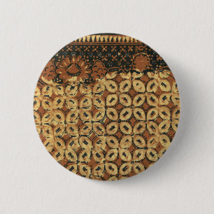 Macaron Rond 5 Cm Batik Kawung vintage indonésien à motif rustique