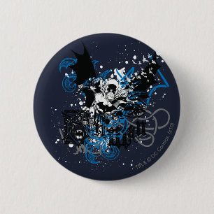 Macaron Rond 5 Cm Batman avec collage de nouage