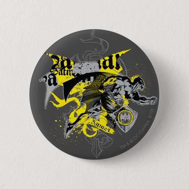Macaron Rond 5 Cm Batman Collage noir et jaune (Devant)