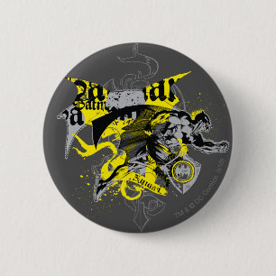 Macaron Rond 5 Cm Batman Collage noir et jaune
