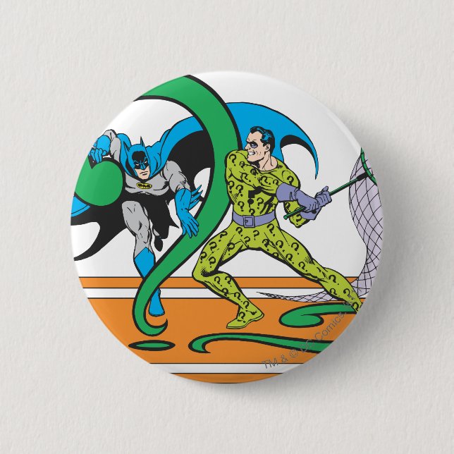 Macaron Rond 5 Cm Batman combat Riddler (Devant)
