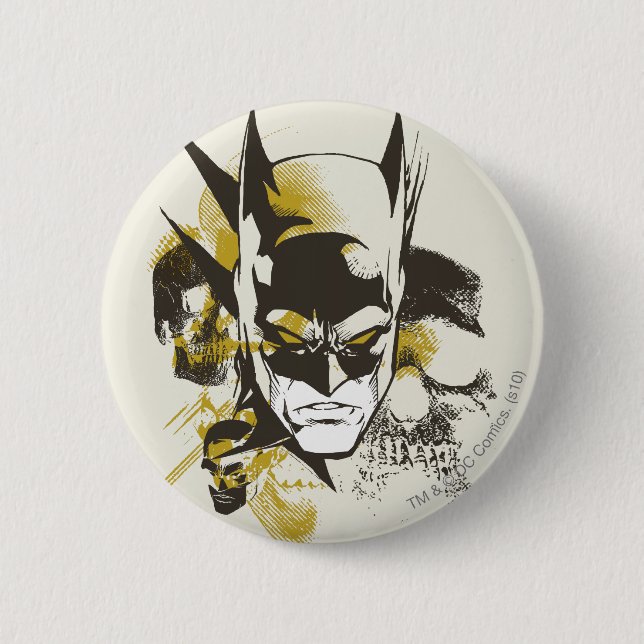 Macaron Rond 5 Cm Batman Cowl et Skuls (Devant)