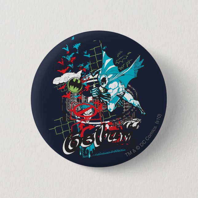 Macaron Rond 5 Cm Batman Gotham Guardian Lineart Collage (Devant)