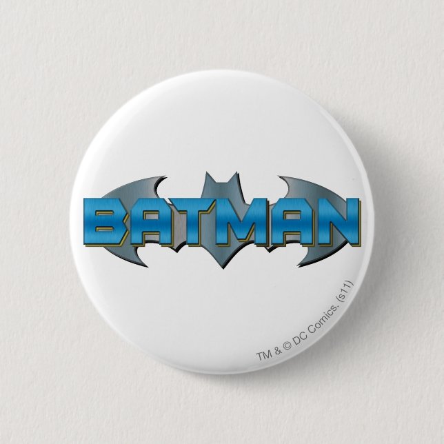 Macaron Rond 5 Cm Batman | Logo de nom bleu (Devant)