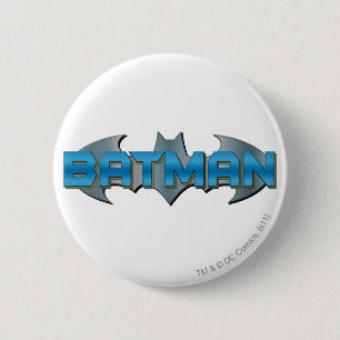 Macaron Rond 5 Cm Batman   Logo de nom bleu