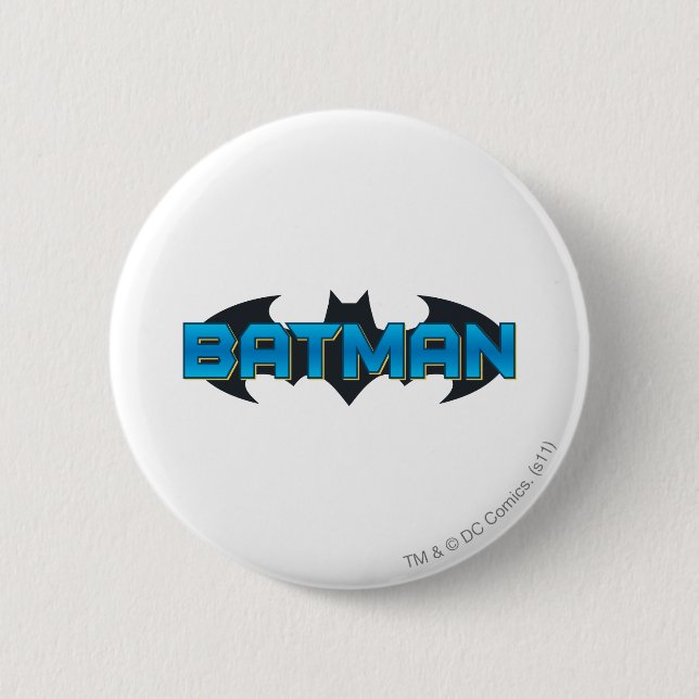 Macaron Rond 5 Cm Batman | Logo de nom bleu (Devant)