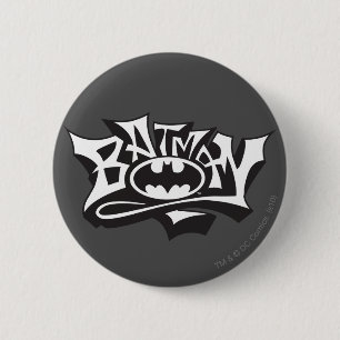 Macaron Rond 5 Cm Batman   Logo du nom du graffiti