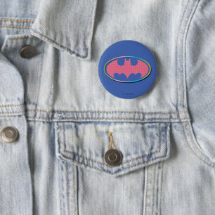 Macaron Rond 5 Cm Batman   Logo Pink Polka Dot