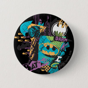 Macaron Rond 5 Cm Batman Neon The Dark Knight Collage