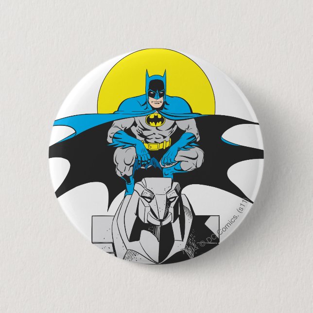 Macaron Rond 5 Cm Batman Perches Sur Le Lion De Pierre (Devant)