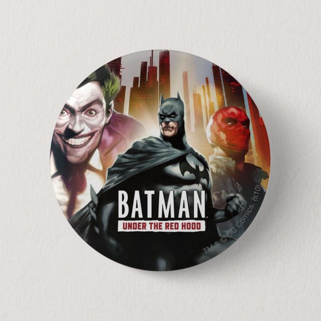 Macaron Rond 5 Cm Batman Sous La Hotte Rouge (Devant)