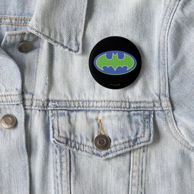Macaron Rond 5 Cm Batman | Symbole pourpre et vert (En situation)
