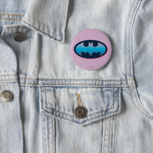 Macaron Rond 5 Cm Batman   Symbole rose et bleu