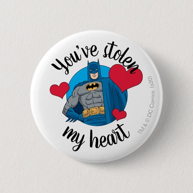 Macaron Rond 5 Cm Batman Valentine | Vous avez volé mon coeur (Devant)