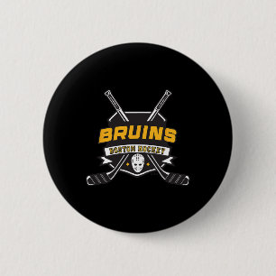 Macaron Rond 5 Cm Bâtons de hockey des Bruins de Boston Gris Officie