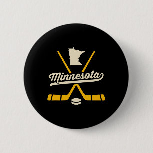 Macaron Rond 5 Cm Bâtons de hockey sur glace vintage Minnesota Équip