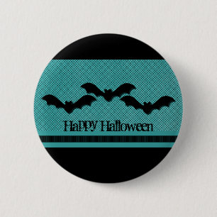 Macaron Rond 5 Cm Bats déplaisants Bouton Halloween, Turquoise