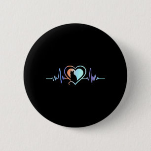 Macaron Rond 5 Cm Battement de coeur de chat Amateur de chat Silhoue