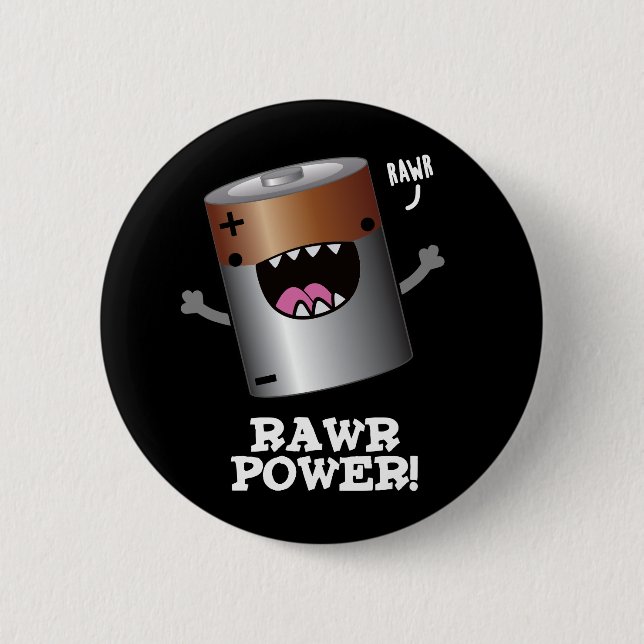 Macaron Rond 5 Cm Batterie Rawy Power Funny Pun Dark BG (Devant)