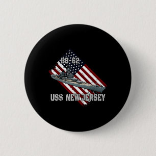 Macaron Rond 5 Cm Battleship Uss New Jersey Bb-62 & Combat Warsh