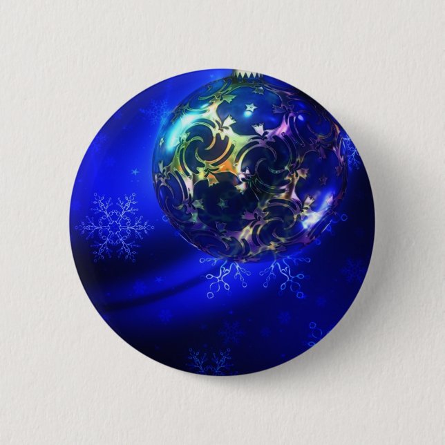 Macaron Rond 5 Cm Bauble de Noël bleu électrique, personnaliser i (Devant)