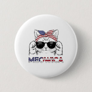 Macaron Rond 5 Cm Bavoir Patriotique Fille Chat Meowica Usa 4 Juille