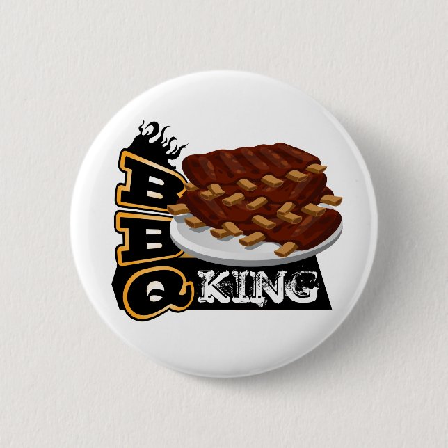 Macaron Rond 5 Cm BBQ KING ! Icône côtes (Devant)
