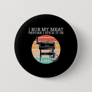 Macaron Rond 5 Cm Bbq Rub Ma Viande Avant Stick Retro Funny Byrbecue