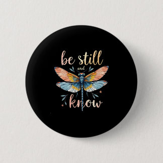 Macaron Rond 5 Cm Be still and know Floral Dragonfly Christian Summe