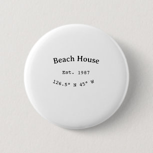 Macaron Rond 5 Cm Beach house et. Date année coordonnées personnalis