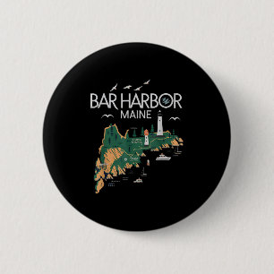 Macaron Rond 5 Cm Beach Lighthouse Bar Harbour Maine
