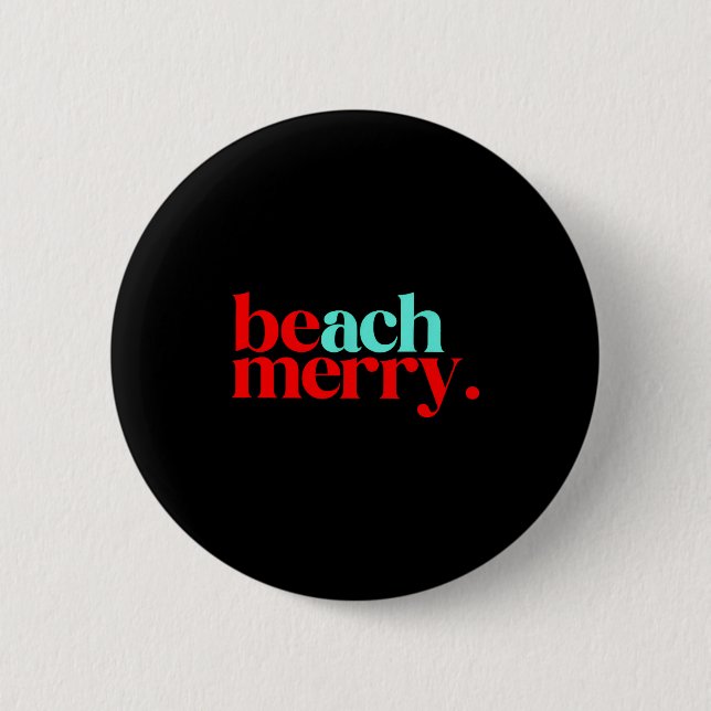 Macaron Rond 5 Cm Beach Merry Christmas Funny  (Devant)