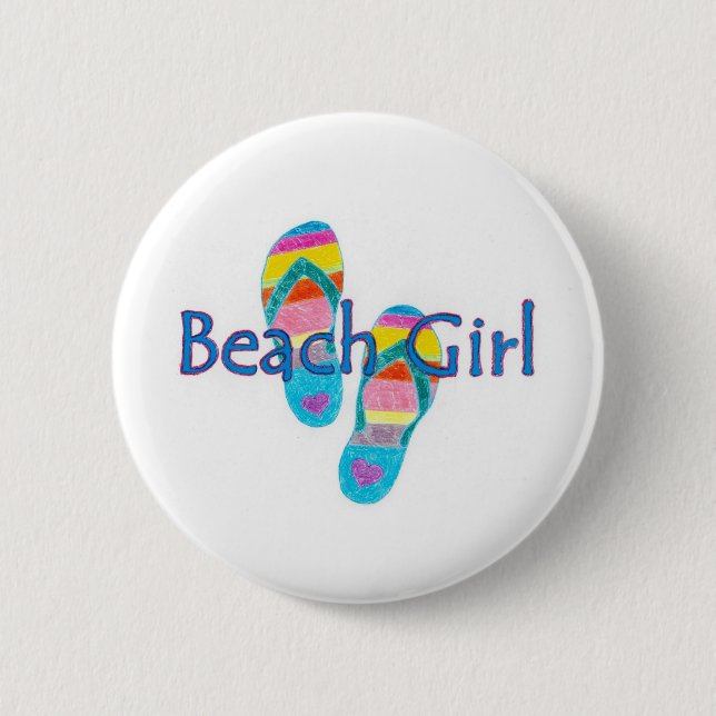 Macaron Rond 5 Cm beachgirl (Devant)