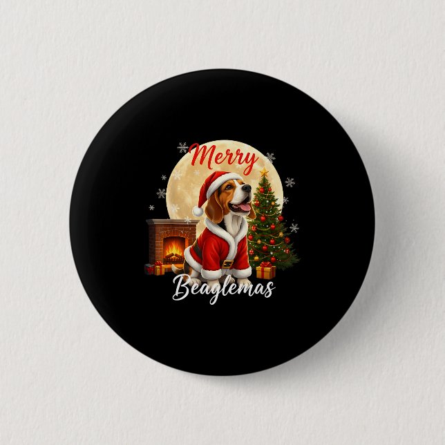 Macaron Rond 5 Cm Beagle Christmas Beagle Costume Beagle Xmas Merry  (Devant)