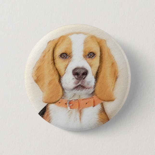 Macaron Rond 5 Cm Beagle Hound Dog Peinture Animal Art original (Devant)