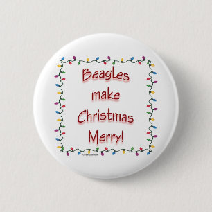 Macaron Rond 5 Cm Beagles font Noël Joyeux - Bouton