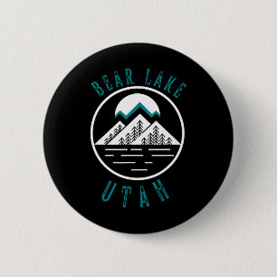 Macaron Rond 5 Cm Bear Lake Utah Mountain Ski Randonnée Bateau de pê