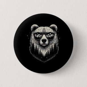 Macaron Rond 5 Cm Bear Sungles Nature Scène Art Design Pour Les Femm