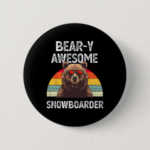 Macaron Rond 5 Cm Bear y Awesome Snowboarder Joke Snowboard Rider Sn
