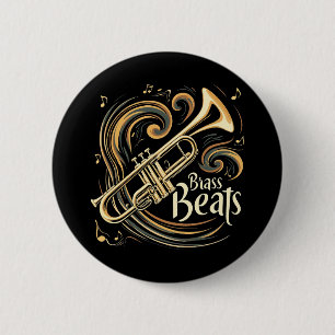 Macaron Rond 5 Cm Beats en laiton Trumpet Player Groove