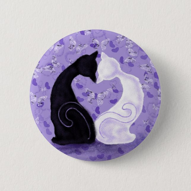 Macaron Rond 5 Cm Beau Bouton d'amour Couple de chat (Devant)