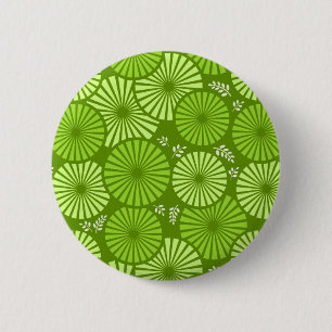 Macaron Rond 5 Cm Beau bouton vert rétro floral