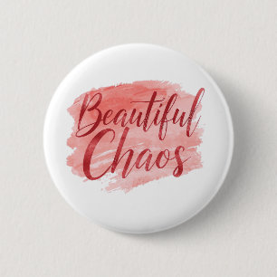 Macaron Rond 5 Cm Beau Chaos Rose Aquarelle Citation
