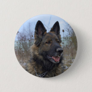 Macaron Rond 5 Cm beau chiot berger allemand noir et feu