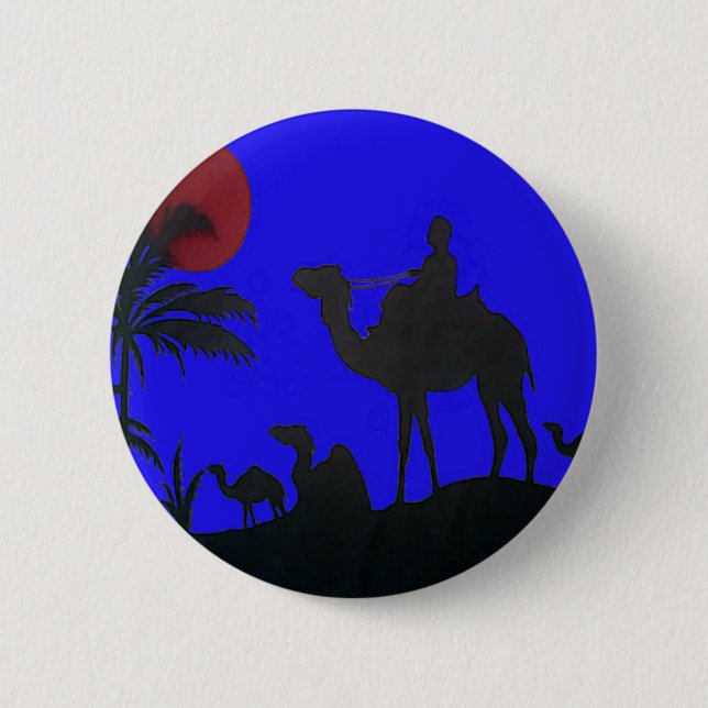 Macaron Rond 5 Cm Beau Extraordinaire Sunset Camel Safari Art Imprim (Devant)