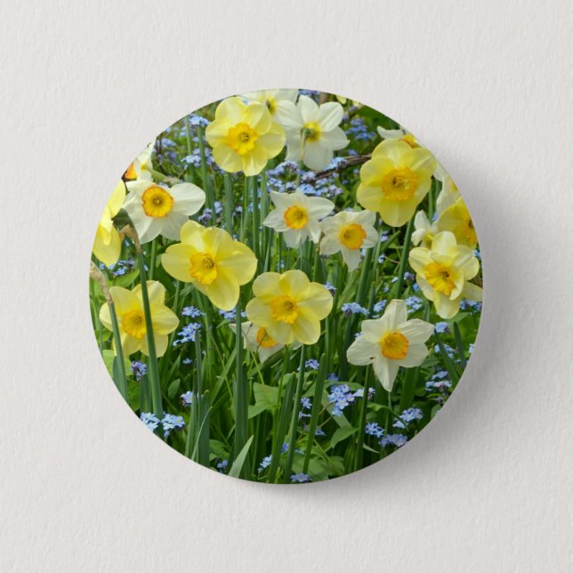 Macaron Rond 5 Cm Beau jardin jaune de jonquille (Devant)