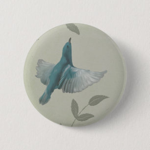 Macaron Rond 5 Cm Beau Oiseau Bleu