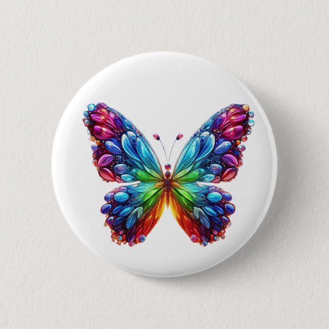 Macaron Rond 5 Cm Beau Papillon (Devant)
