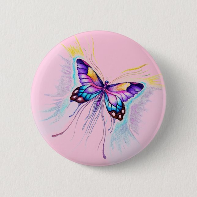 Macaron Rond 5 Cm Beau Papillon (Devant)