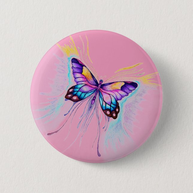 Macaron Rond 5 Cm Beau Papillon (Devant)